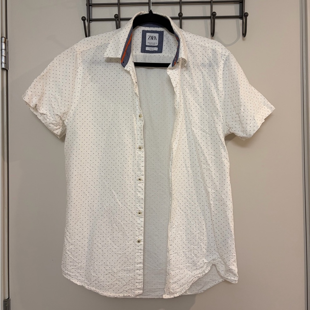 Zara White Polka Dot Men's Casual Shirt